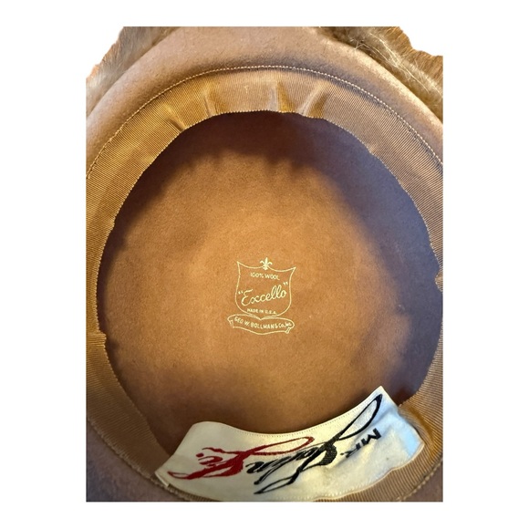 VTG Mr. John Jr. 100% Wool Excello Fedora Luxe Mink Fur Trim Hat Camel /Brown OS - Picture 10 of 12